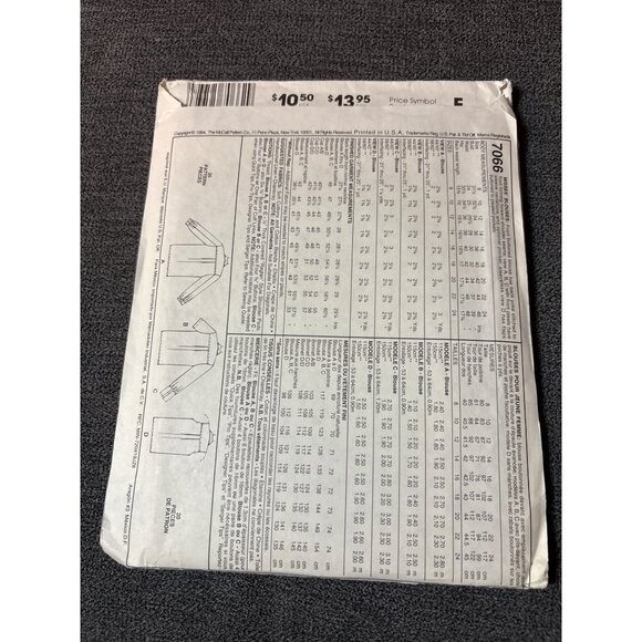 McCalls 7066 3-Hour Blouse Sewing Pattern Size 10 1994 Design Uncut Palmer/Plets - Picture 3 of 5